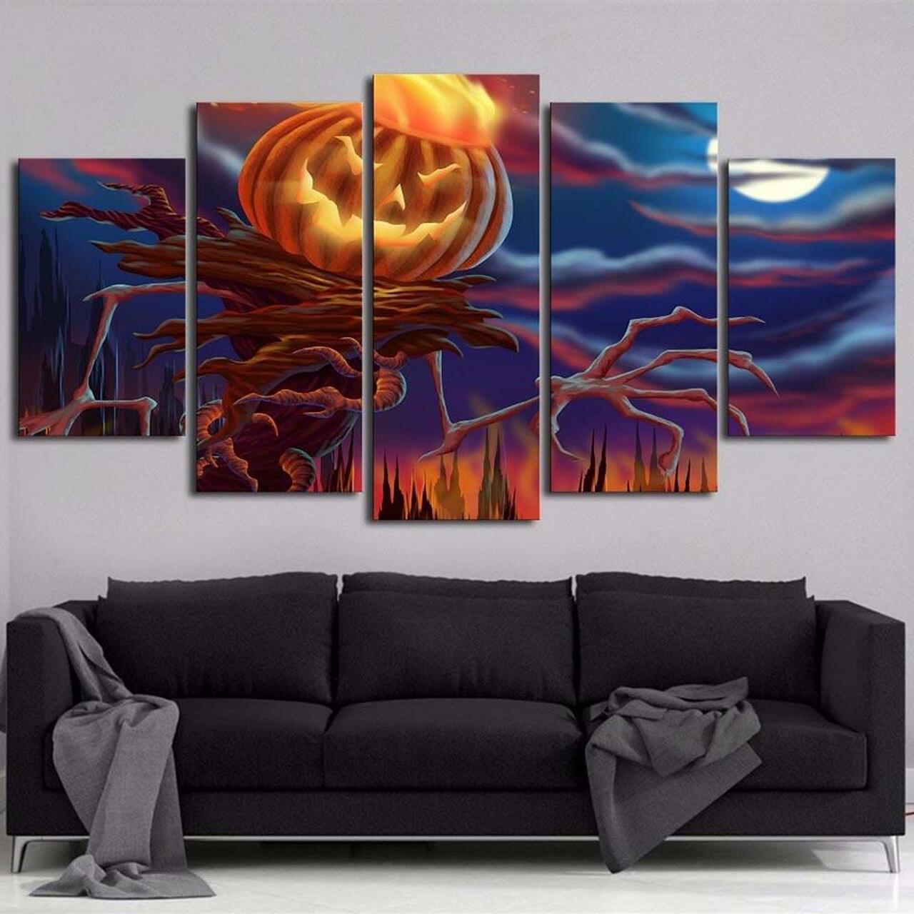 Creepy Pumpkin Canvas Wall Art