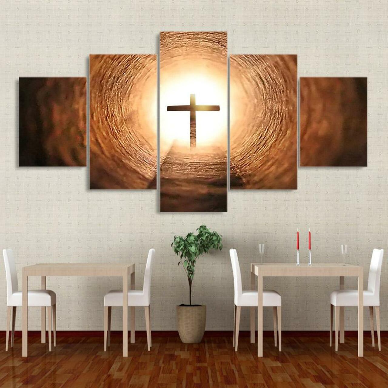 Cross Light At The End Canvas Wall Art