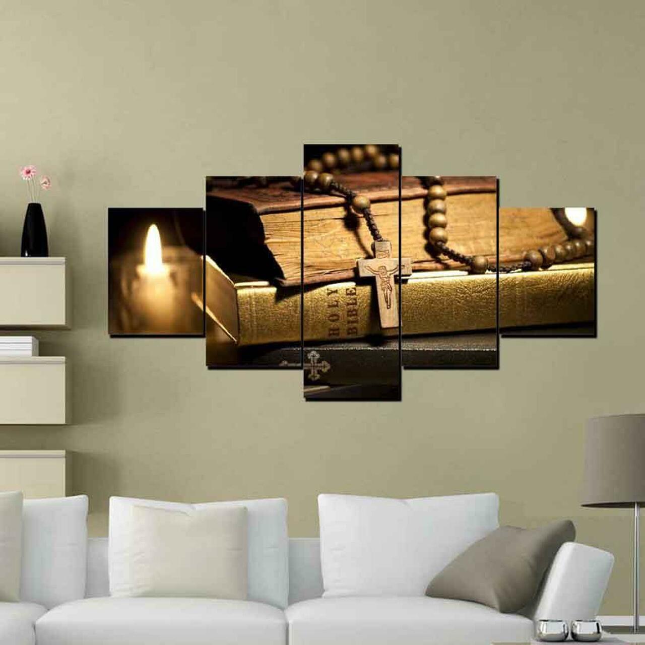 Crucifix On Bible Canvas Wall Art