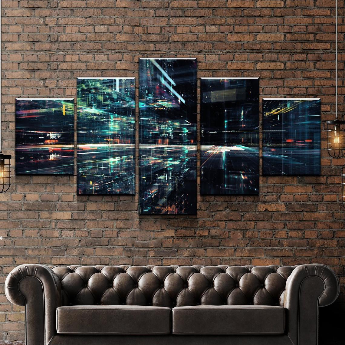 Cyber World Digital Data Canvas Wall Art