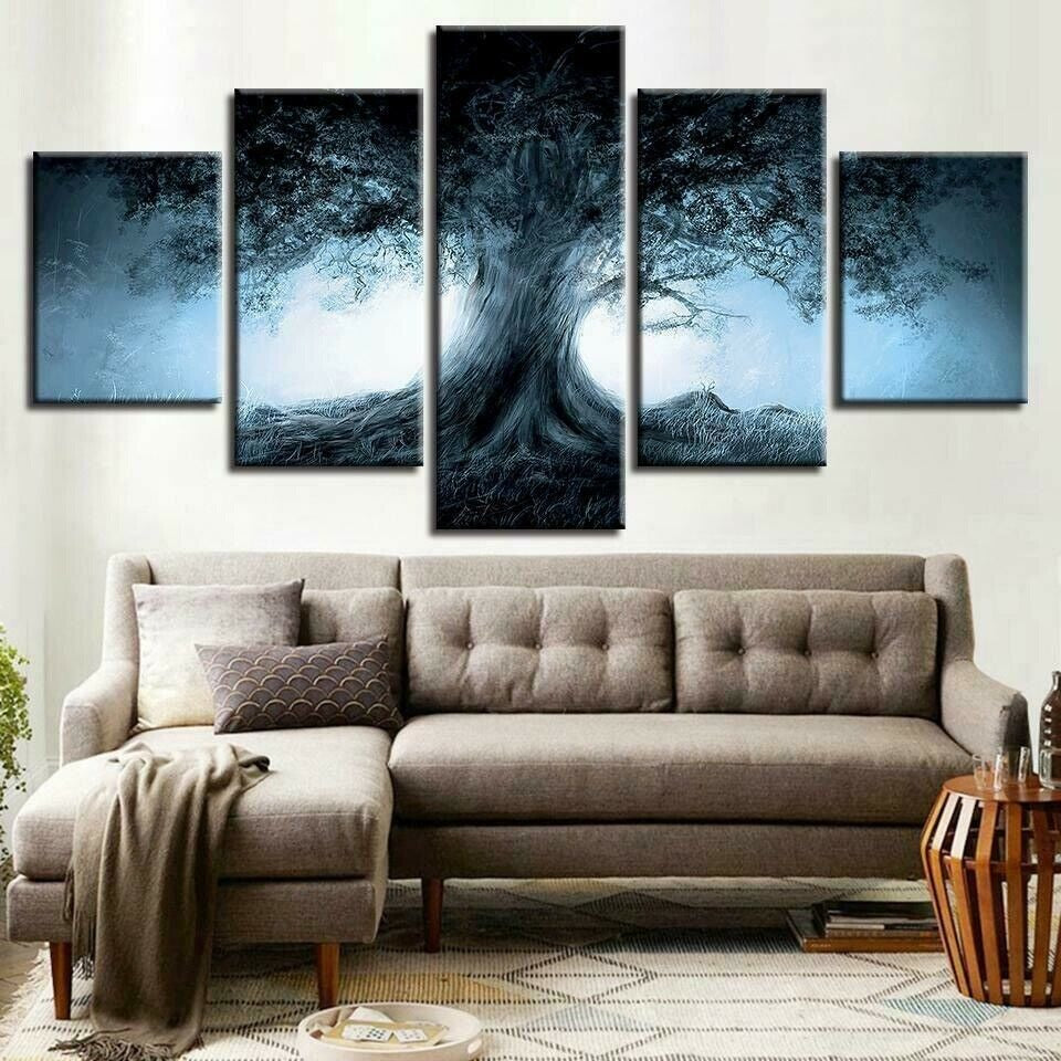 Dark Forest Fantasy Tree Shadow Canvas Wall Art