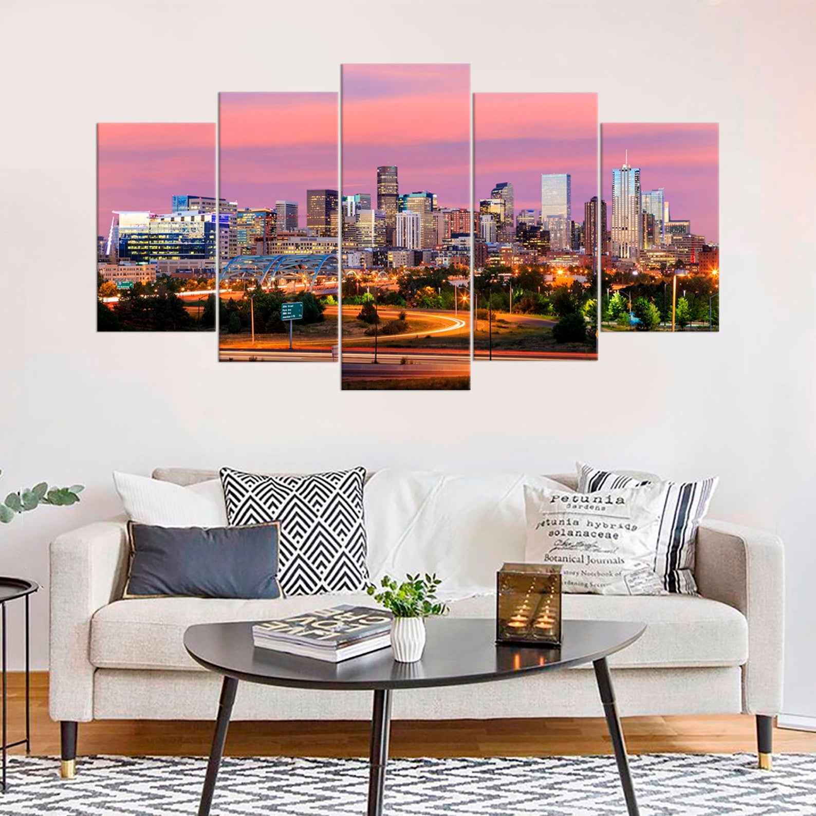 Denver Skyline Contemporary Cityscape Canvas Wall Art