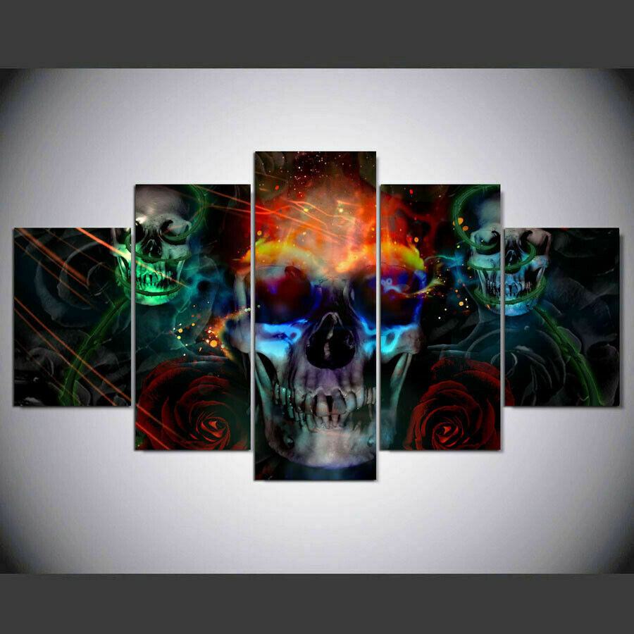 Digital Skull Halloween Canvas Wall Art
