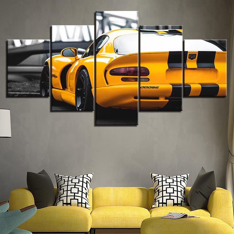 Dodge Viper Yellow Car Canvas Wall Art