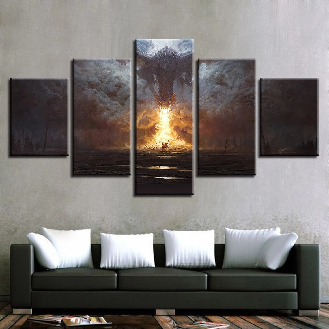 Dragon Fire Game Of Thrones Got Battle Canvas Wall Art