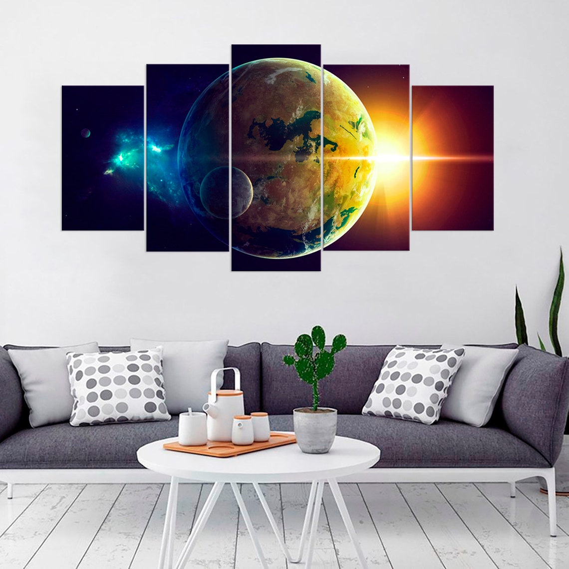 Earth And Sun From Space Milky Way Canvas Wall Art