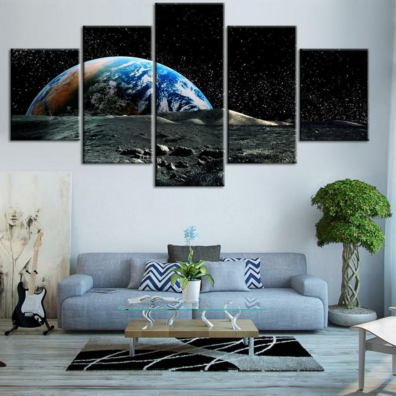 Earth From Moon Canvas Wall Art