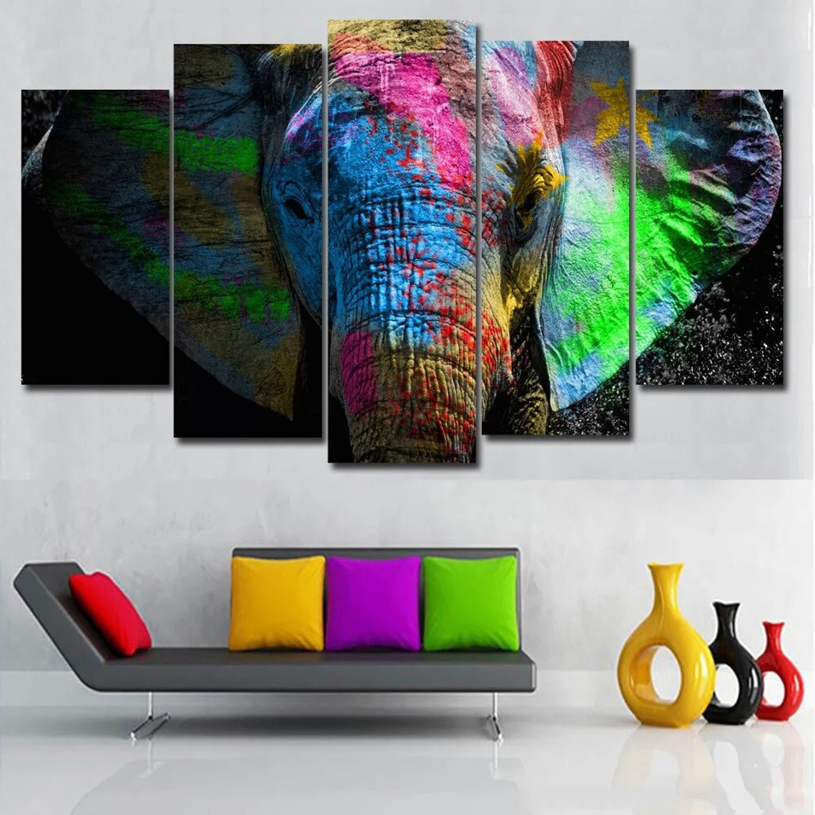 Elephant Abstract Africa Safari Canvas Wall Art