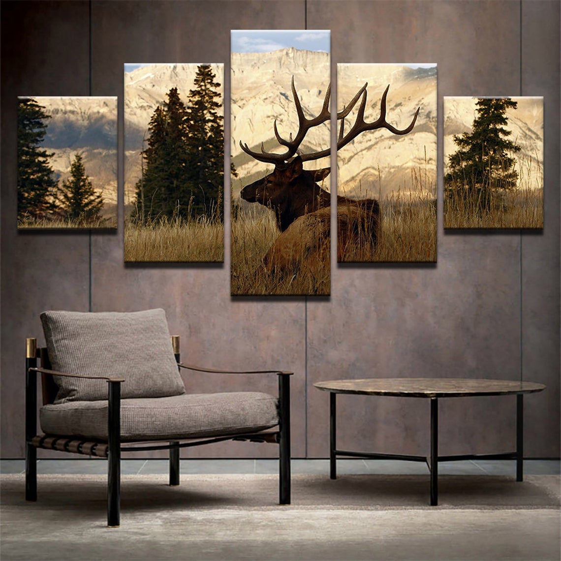 Elk In The Mountain Canvas Wall Art