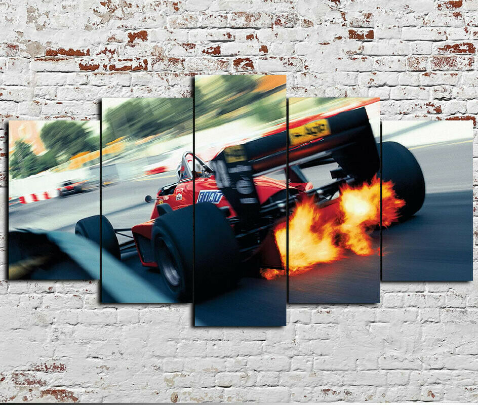 F1 Car Racing Action Canvas Wall Art
