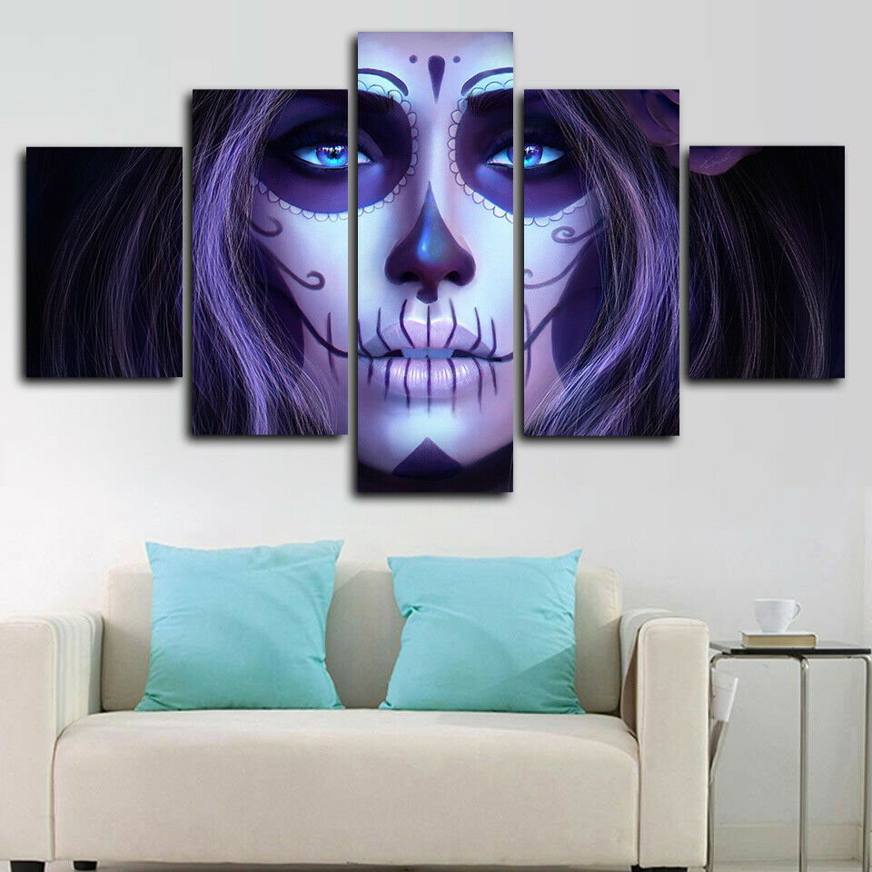 Face Skull Day Of The Dead Canvas Wall Art