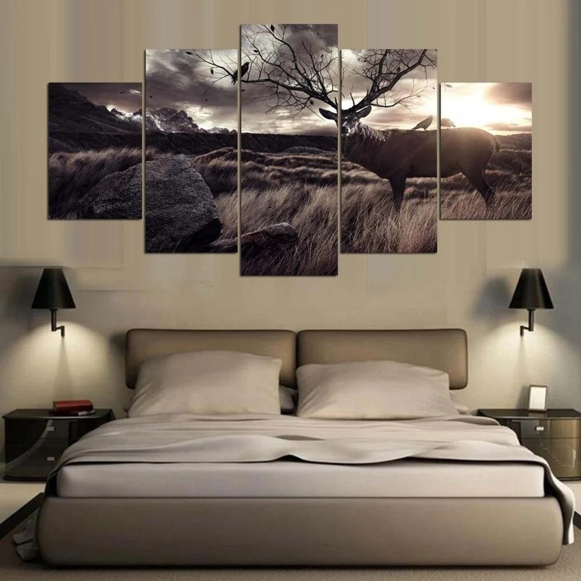Fantasy Deer Antler Tree Canvas Wall Art
