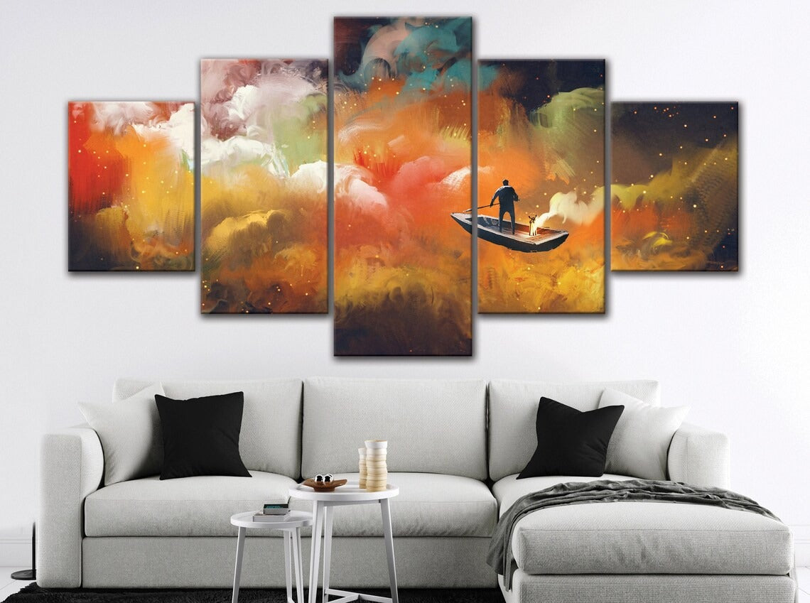 Fantasy Flying Boat Canvas Wall Art
