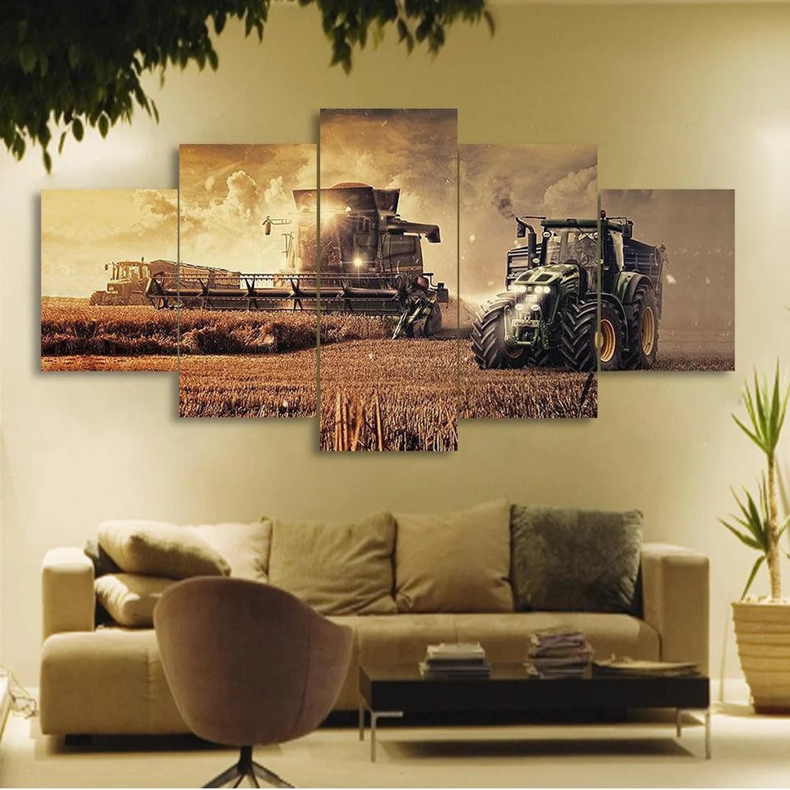 Farm Tractor Combine Agriculture Canvas Wall Art
