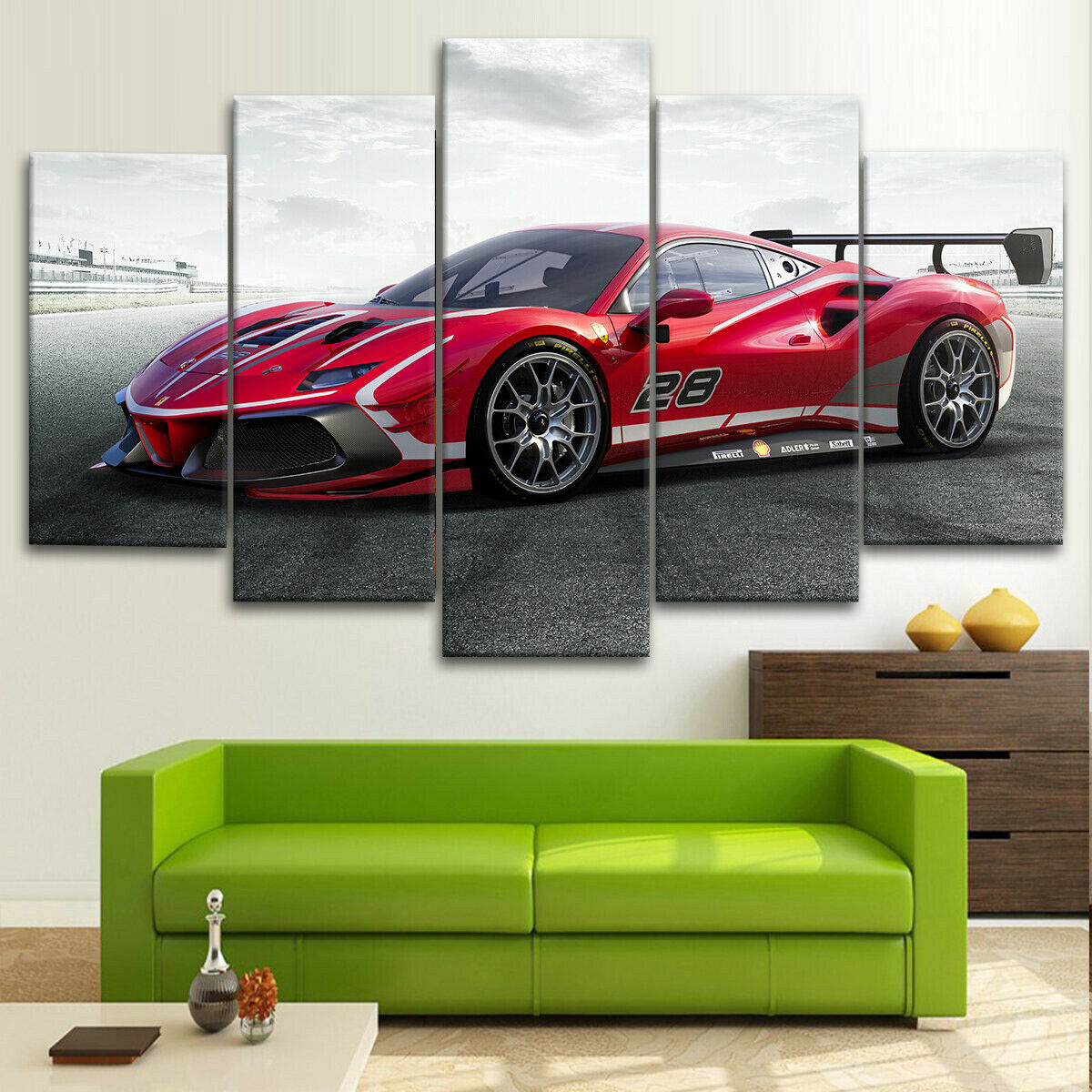 Ferrari 488 Evo Racing Car Canvas Wall Art