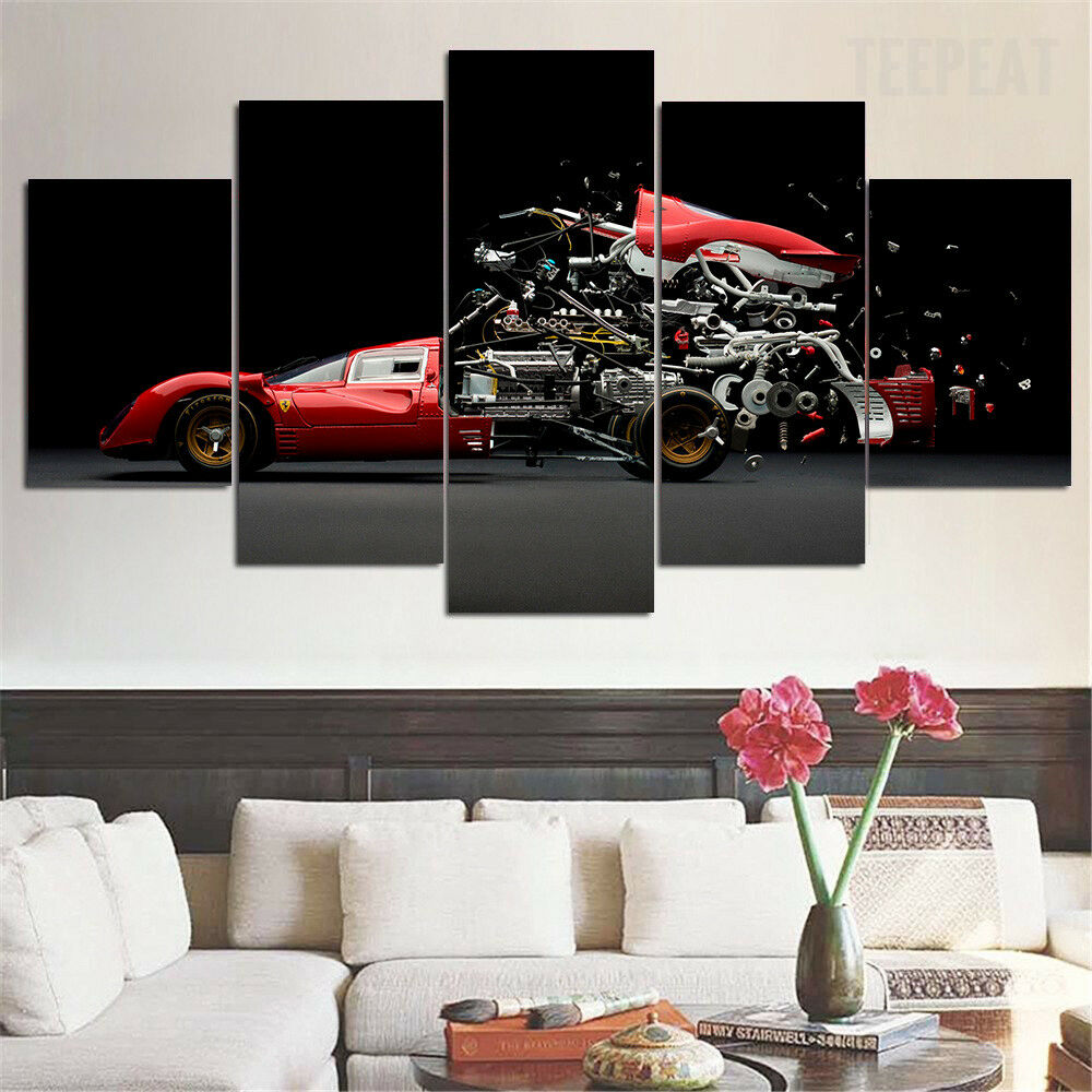Ferrari Anatomy Sport Car Engineering Canvas Wall Art