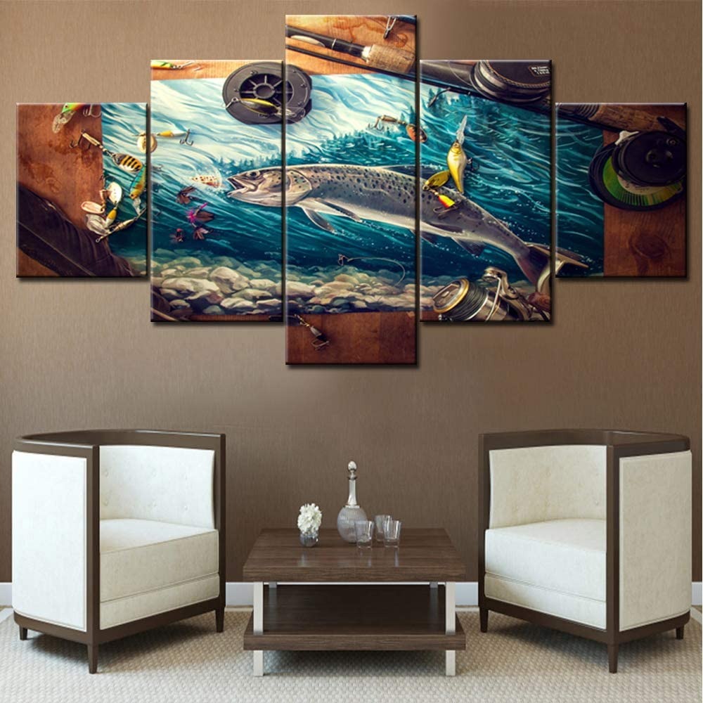 Fishing Accessories Fish Hook Canvas Wall Art