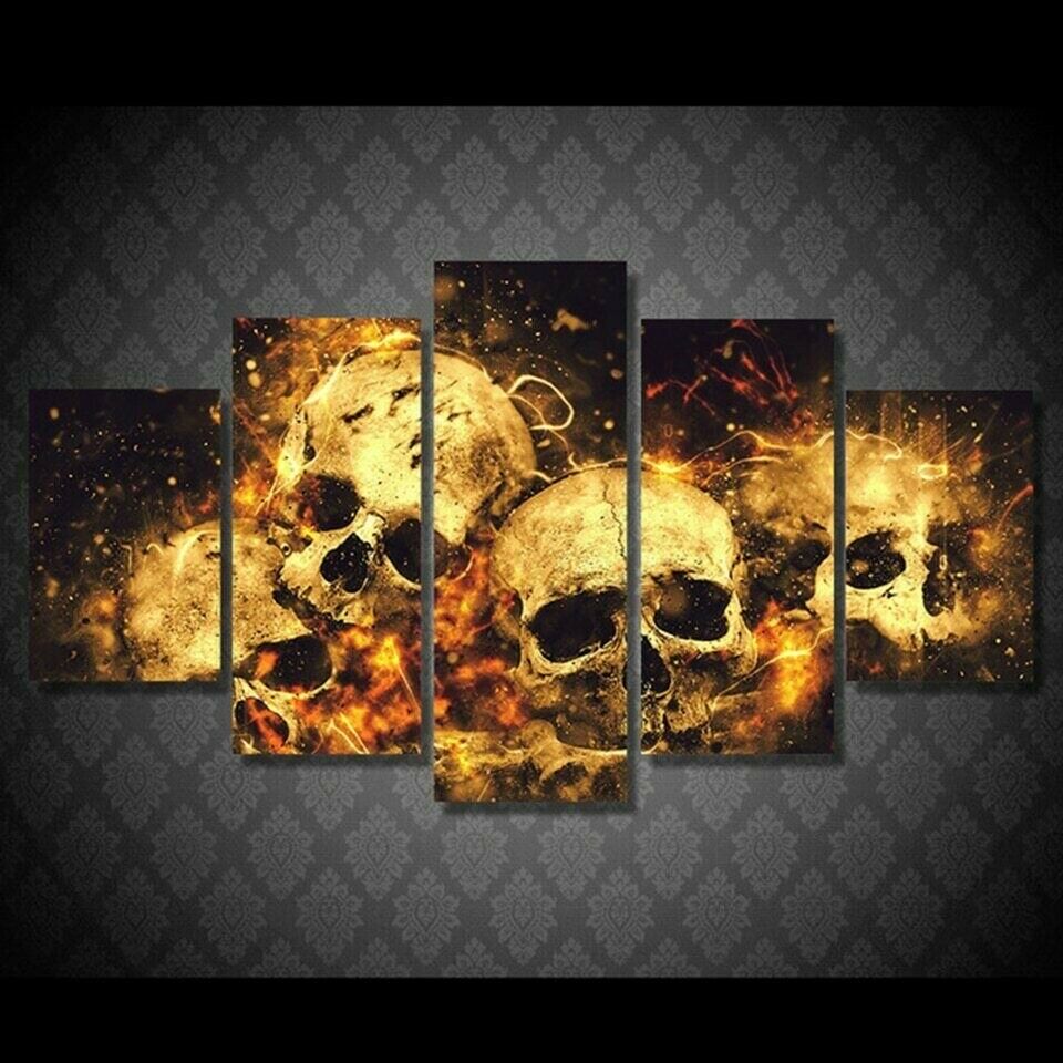 Flame Skull Canvas Wall Art