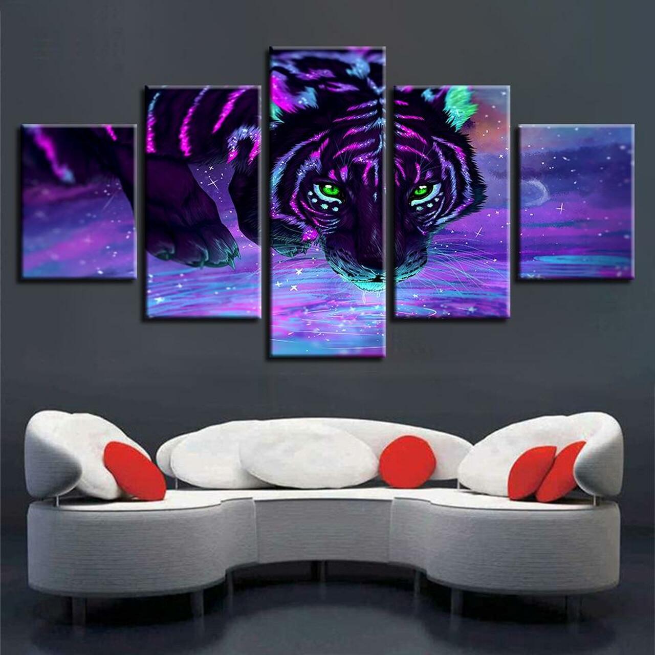 Fluorescent Tiger Canvas Wall Art