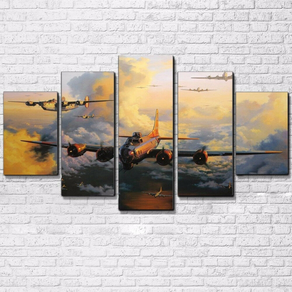 Flying Aircraft Carrier Vintage Canvas Wall Art