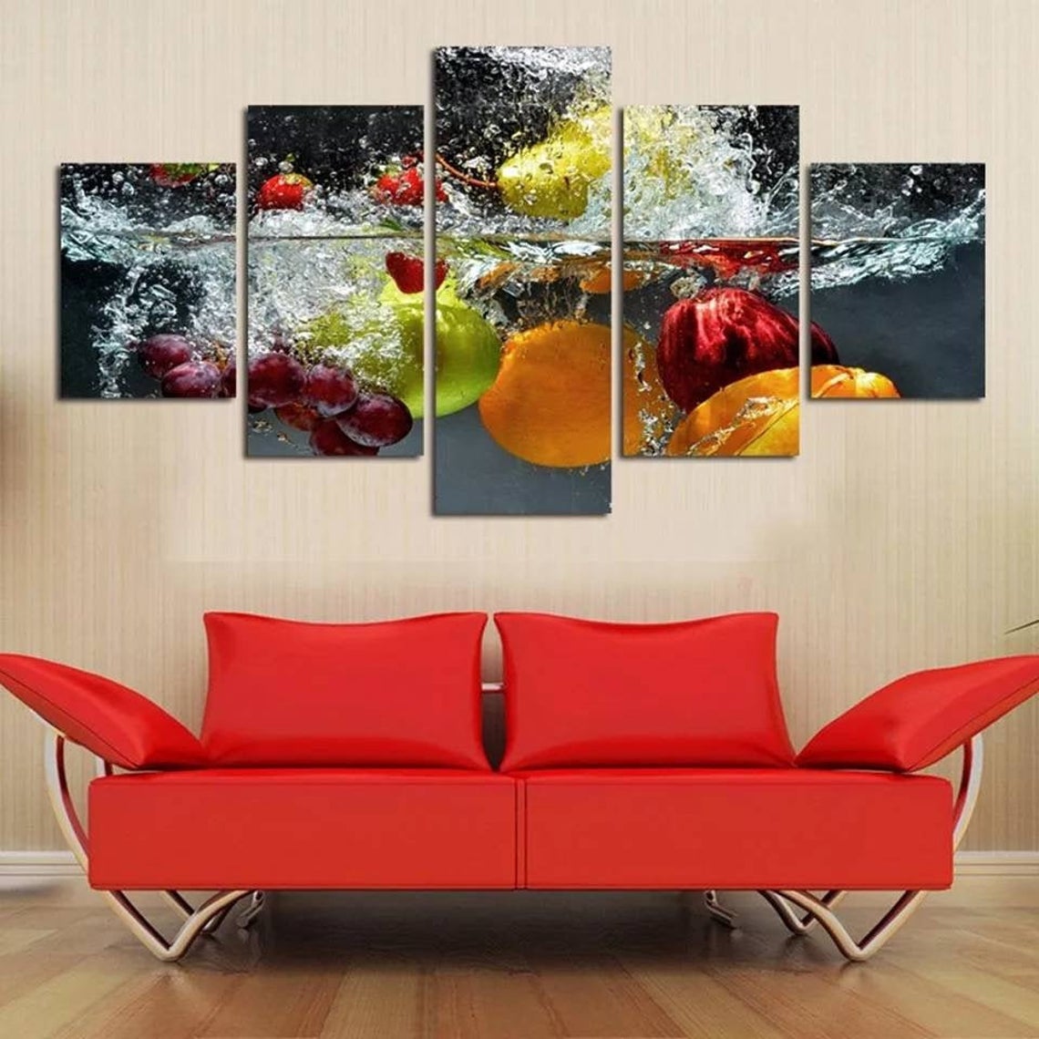 Fruits In Water Splash Canvas Wall Art