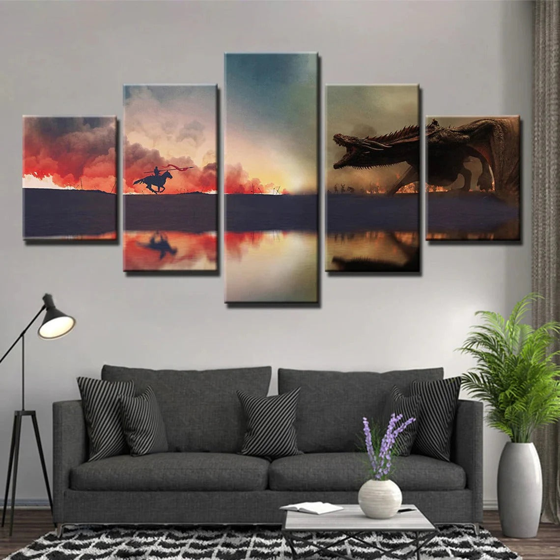 Game Of Thrones Got Dragon In Battle Canvas Wall Art