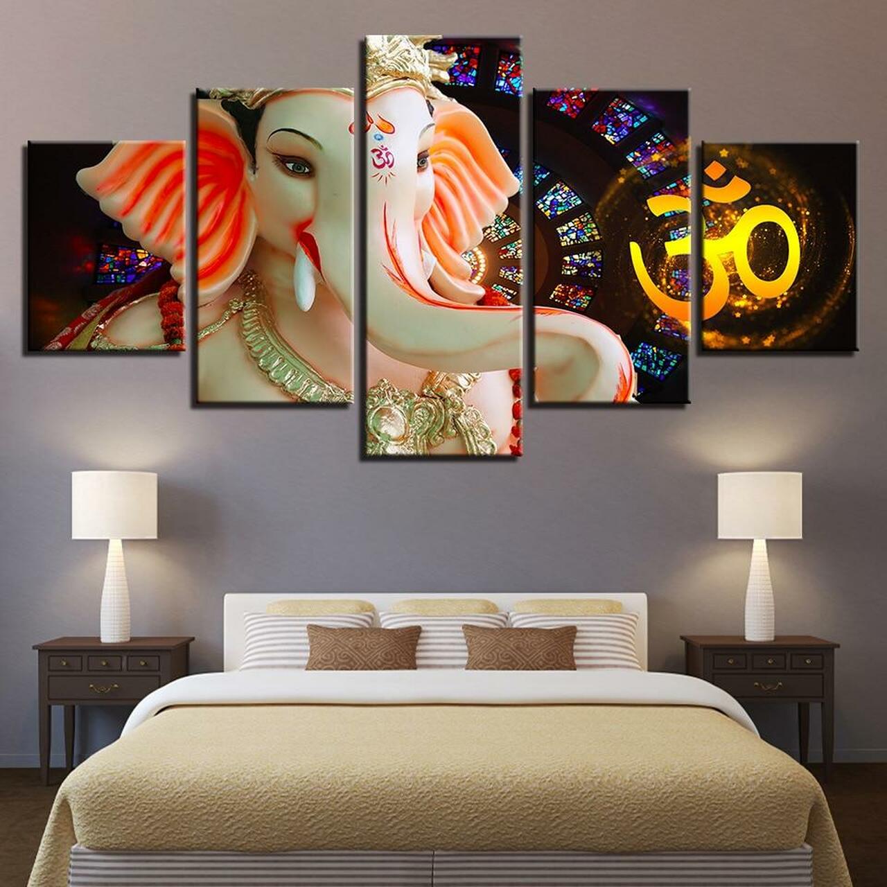 Ganesha And Om Canvas Wall Art