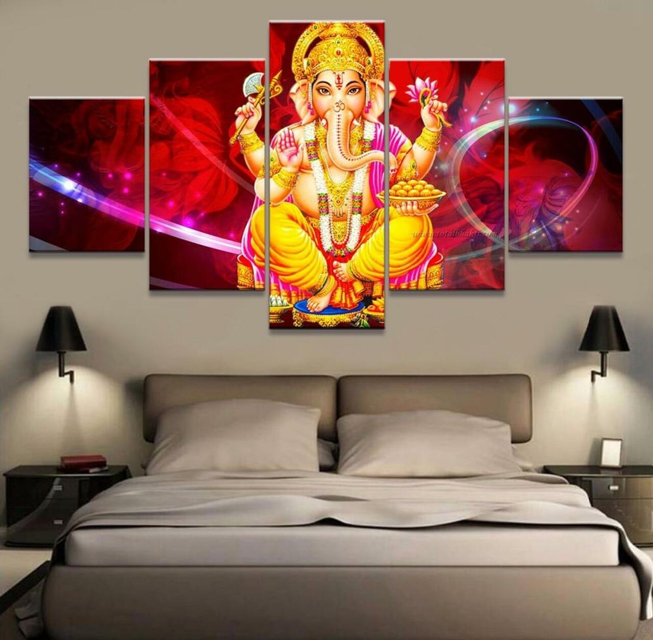 Ganesha And The Lotus Canvas Wall Art