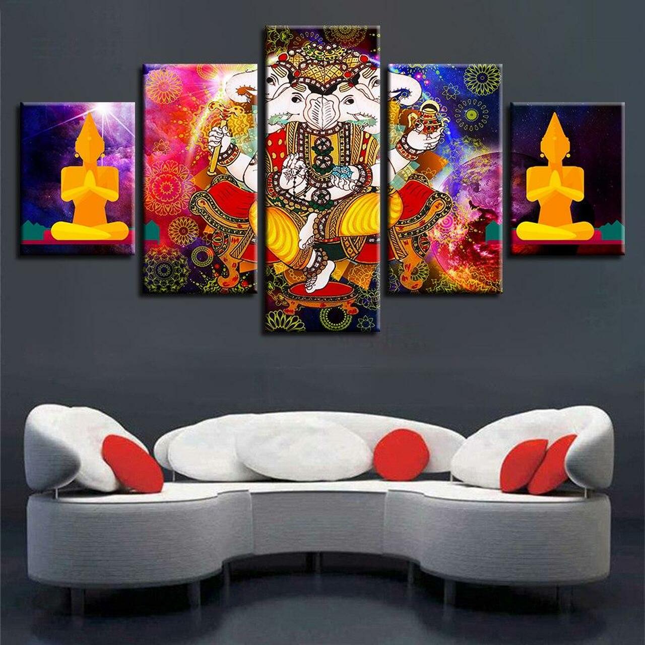 Ganesha Four Heads Canvas Wall Art