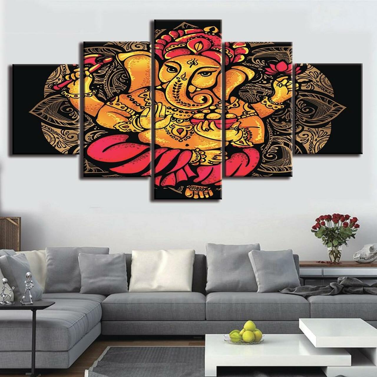 Ganesha Lotus Canvas Wall Art