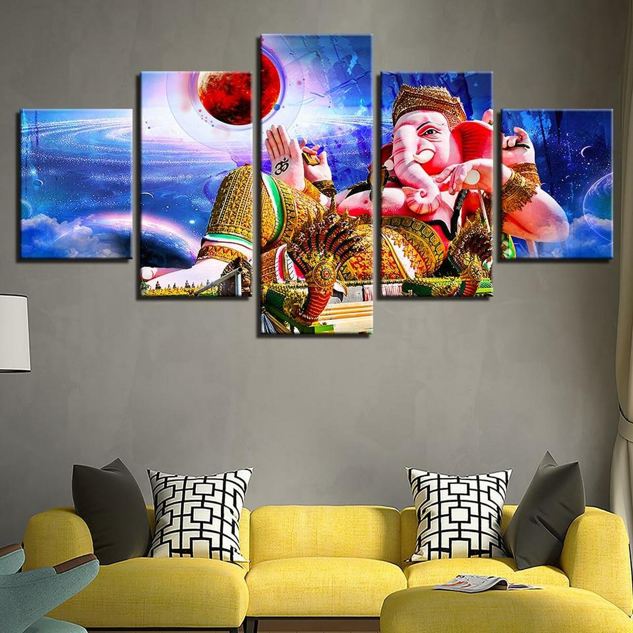 Ganesha Under The Moon Canvas Wall Art