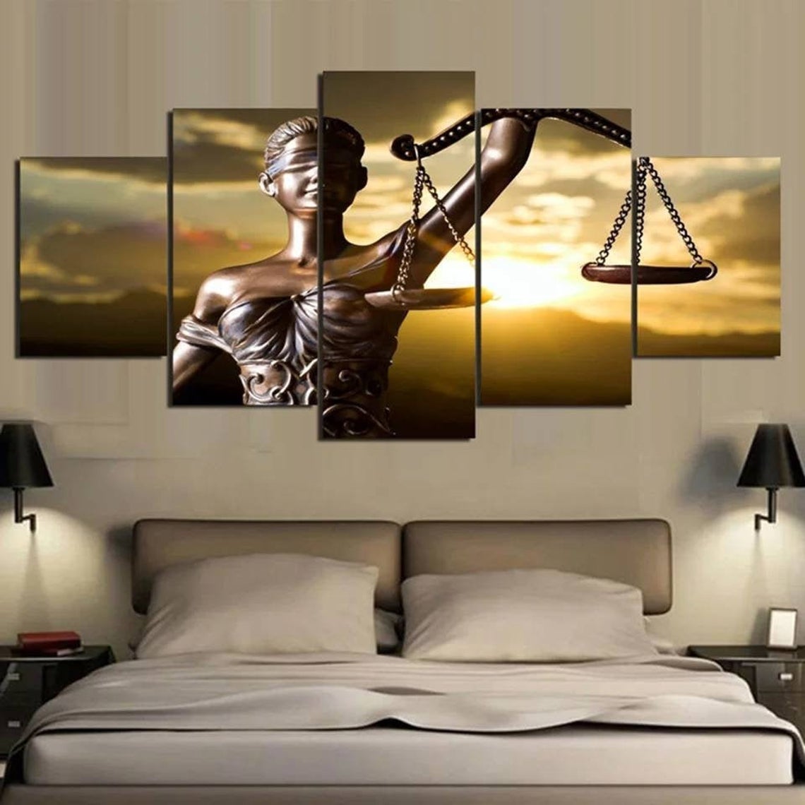 Goddess Of Justice Law Scale Canvas Wall Art