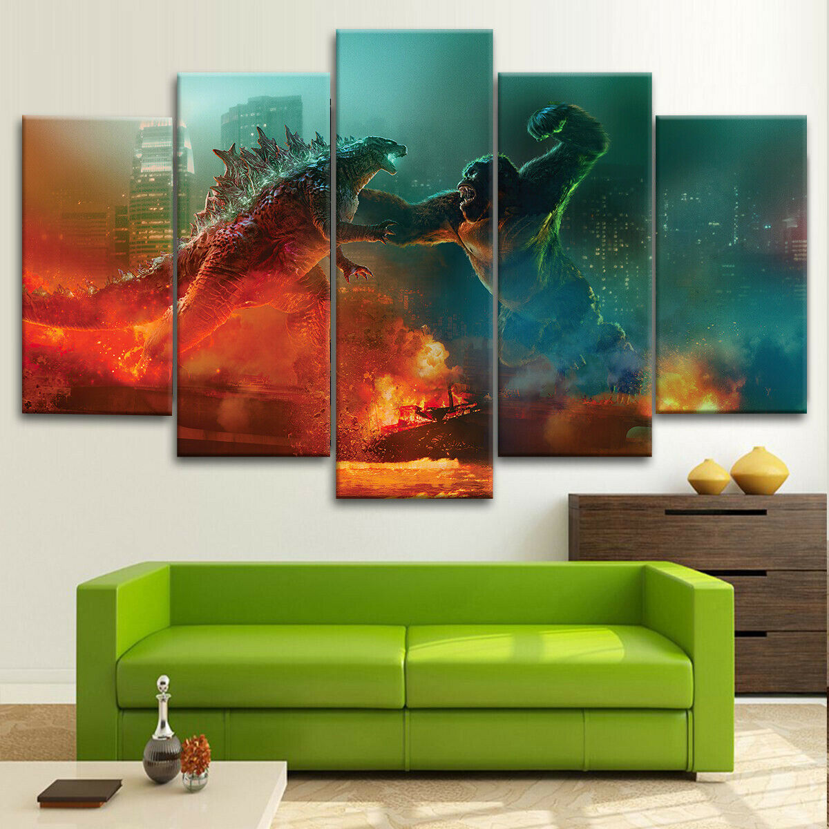 Godzilla Vs King Kong Fight Canvas Wall Art