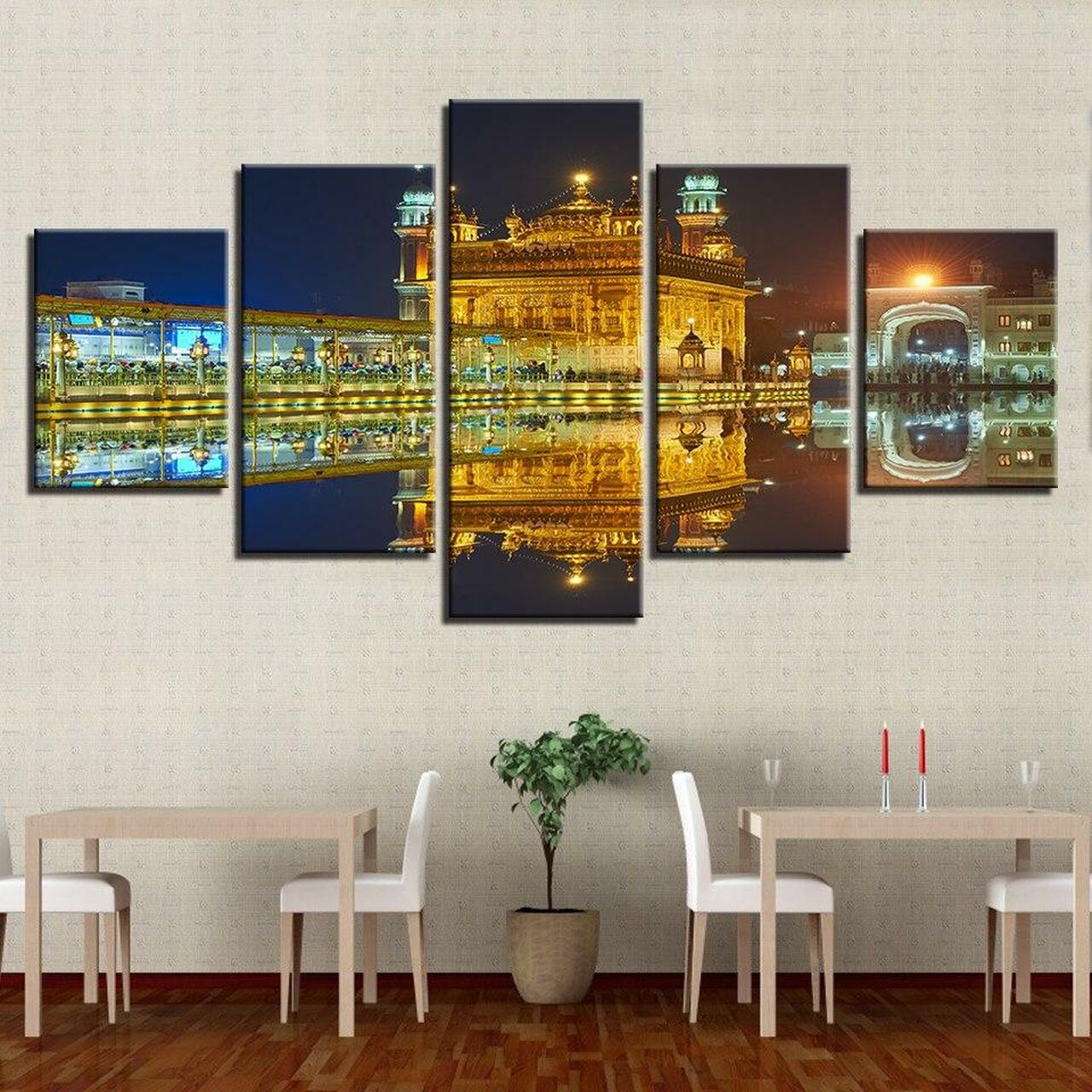 Golden Temple Night View Canvas Wall Art