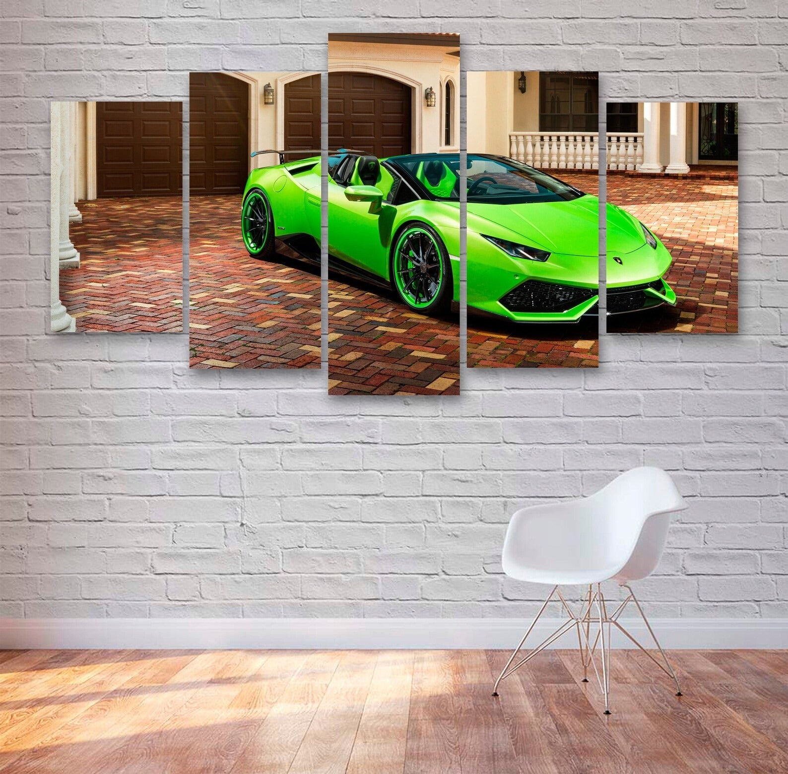 Green Super Sports Car Canvas Wall Art