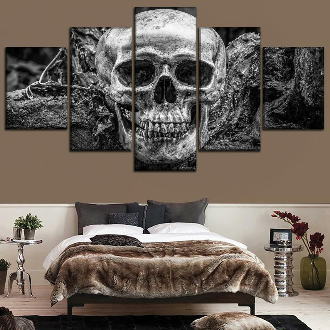 Grey Skull Canvas Wall Art