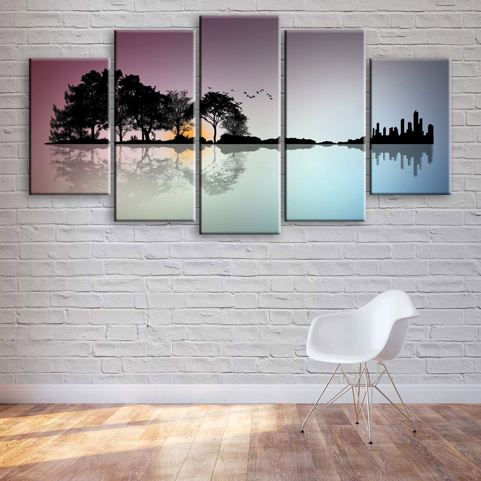 Guitar Island Reflection Canvas Wall Art