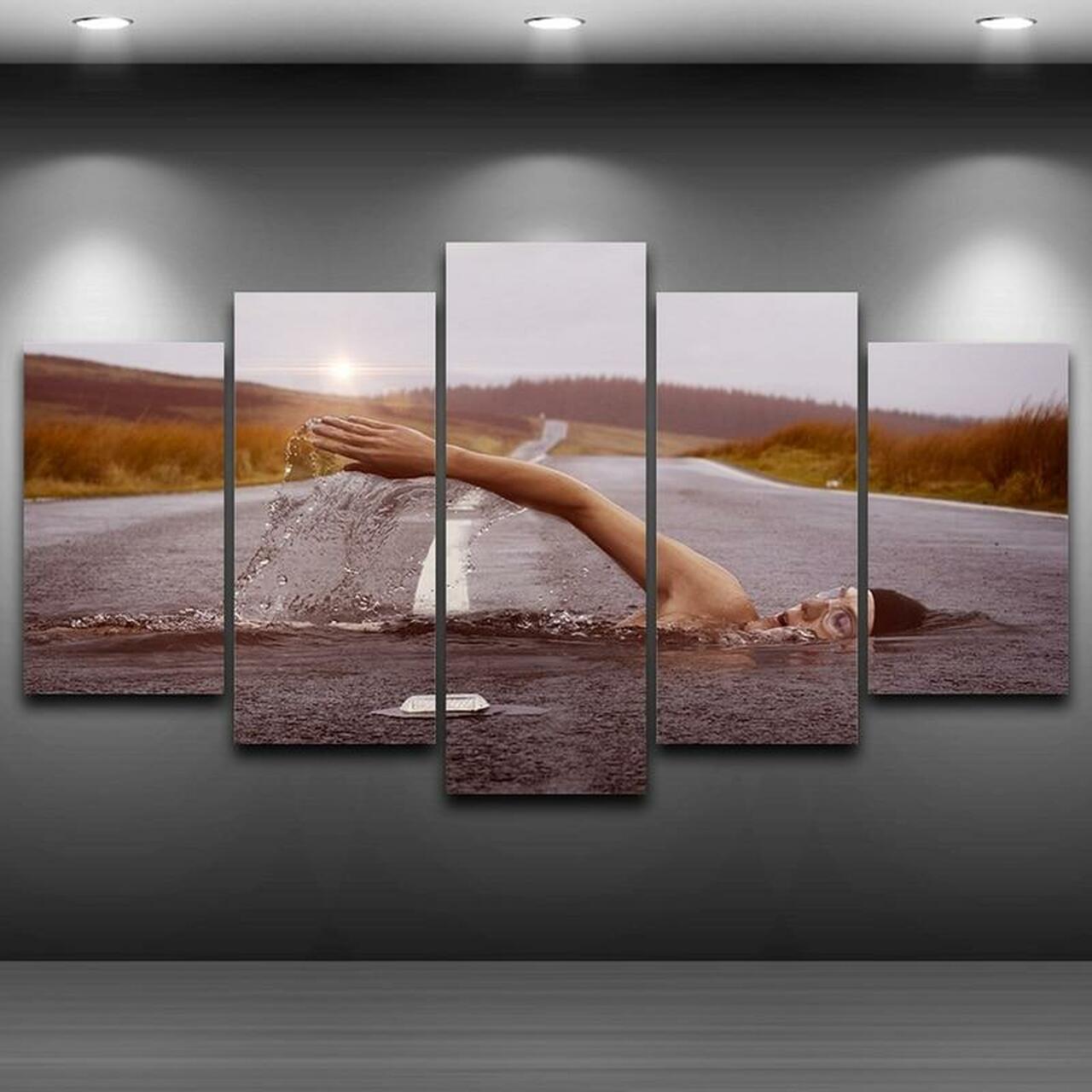 Highway Swimmer Canvas Wall Art