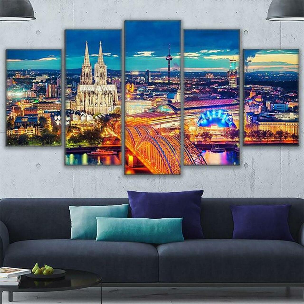 Hohenzollern Bridge Night Skyline Canvas Wall Art