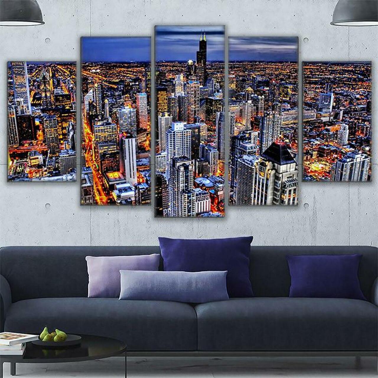 Hong Kong At Night Canvas Wall Art