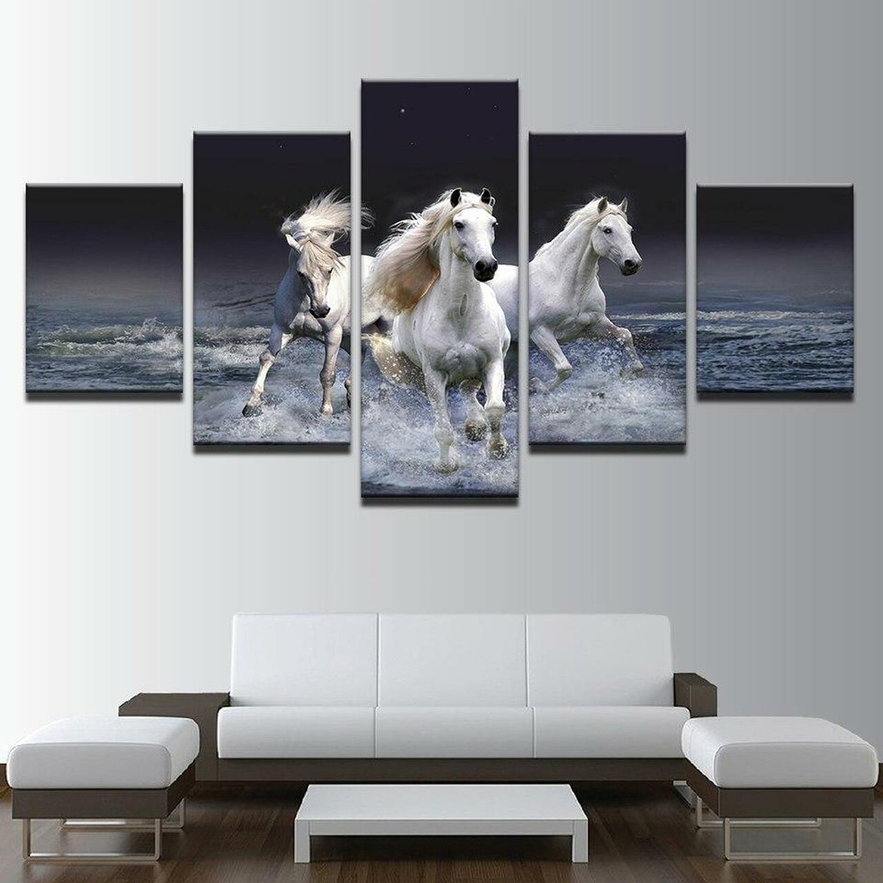Horse In Night Canvas Wall Art