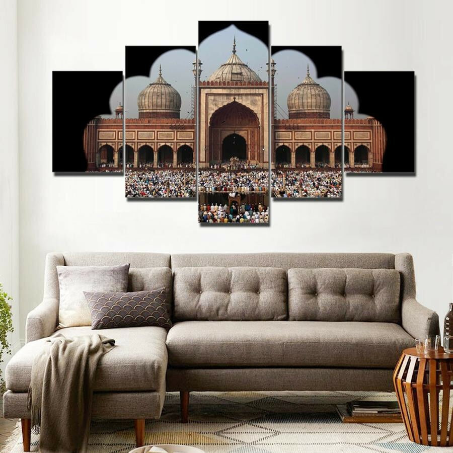 Jama Masjid Eid Mubarak Canvas Wall Art