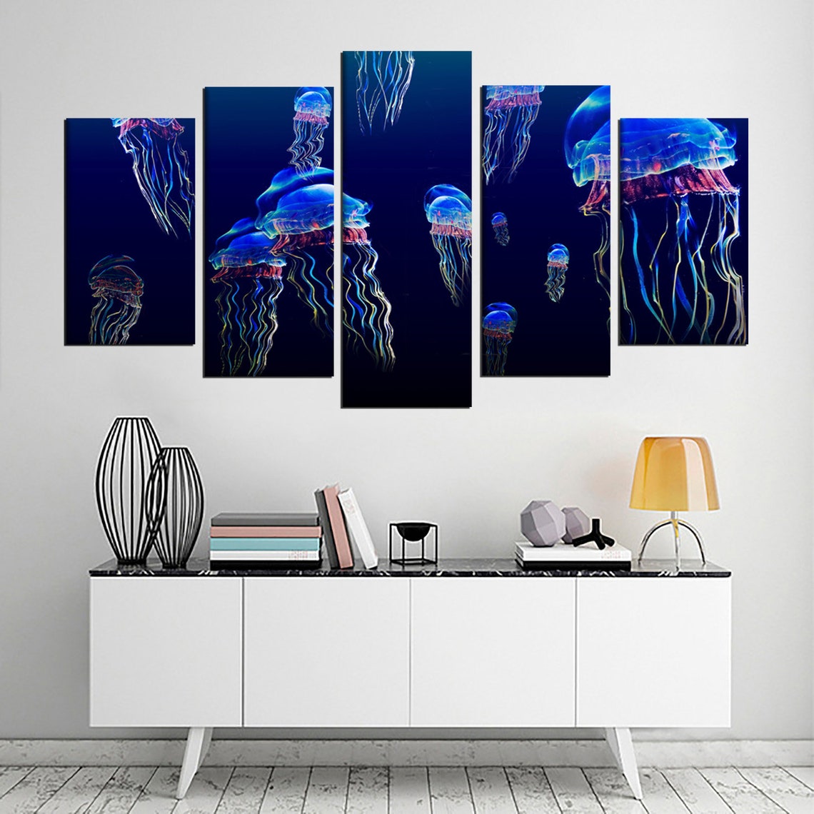 Jellyfish Vivid Abstract Underwater Ocean Canvas Wall Art