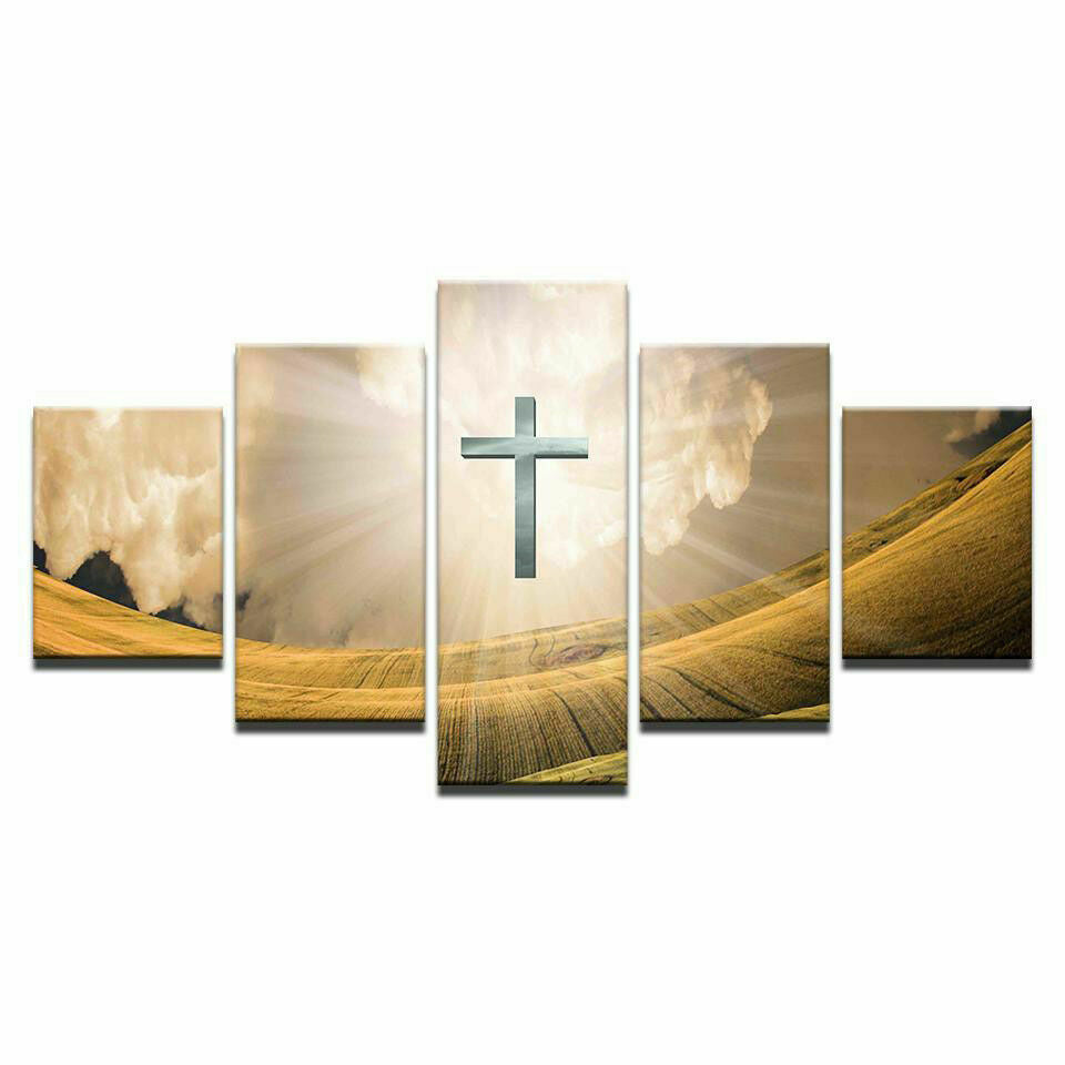 Jesus Light Cross Religious Canvas Wall Art