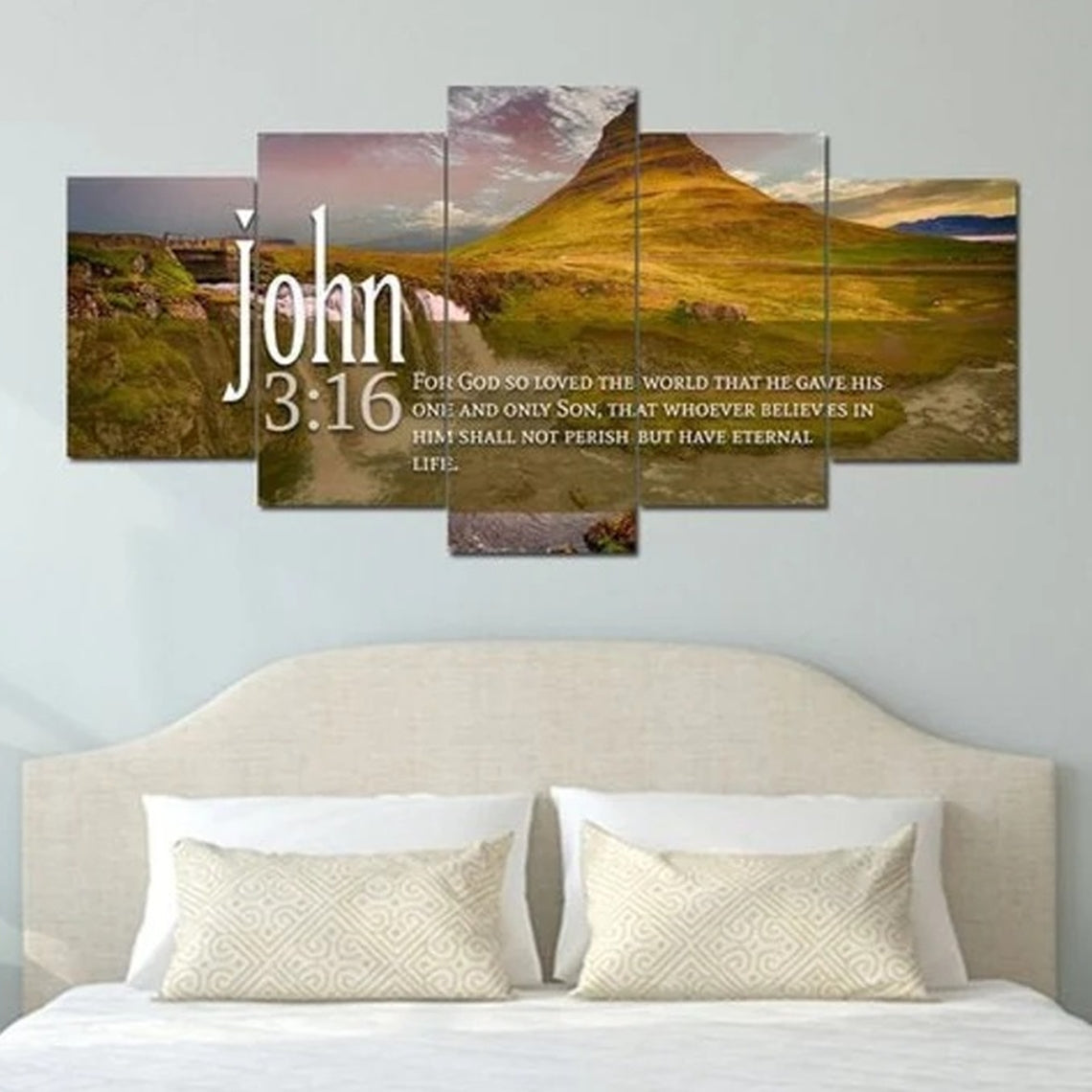John 3-16 Bible Verse Christian Landscape Canvas Wall Art