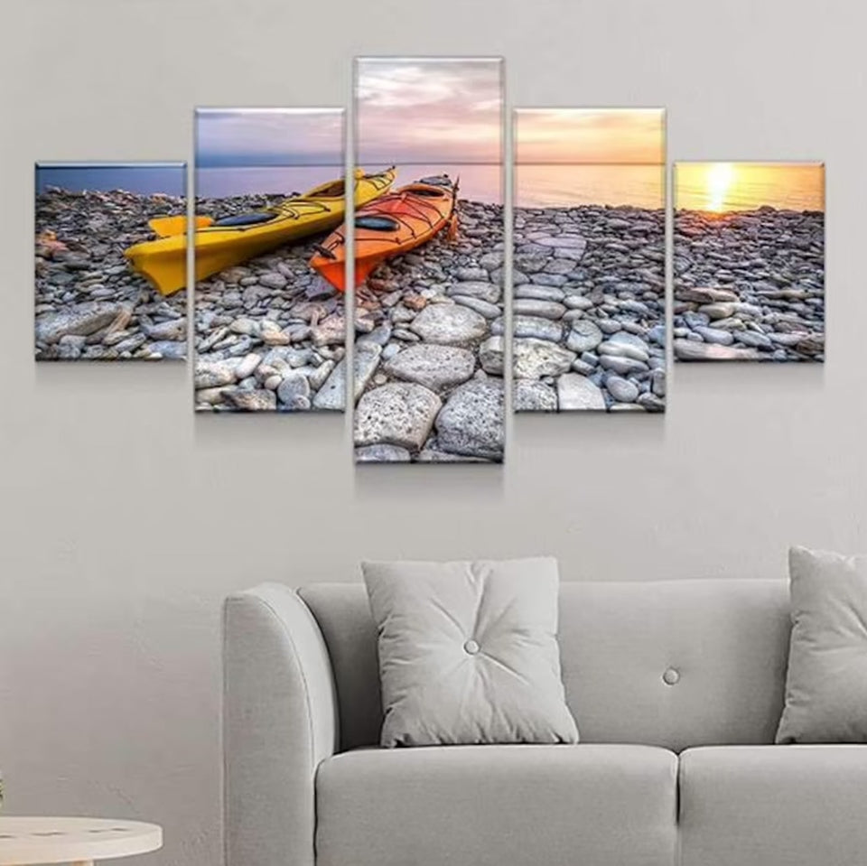 Kayaking Freedom Sunset Canvas Wall Art
