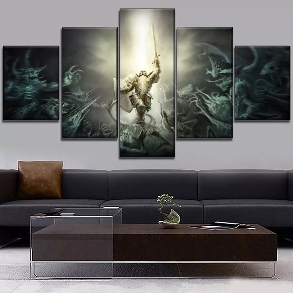 Knight Fight Demon Evil Canvas Wall Art