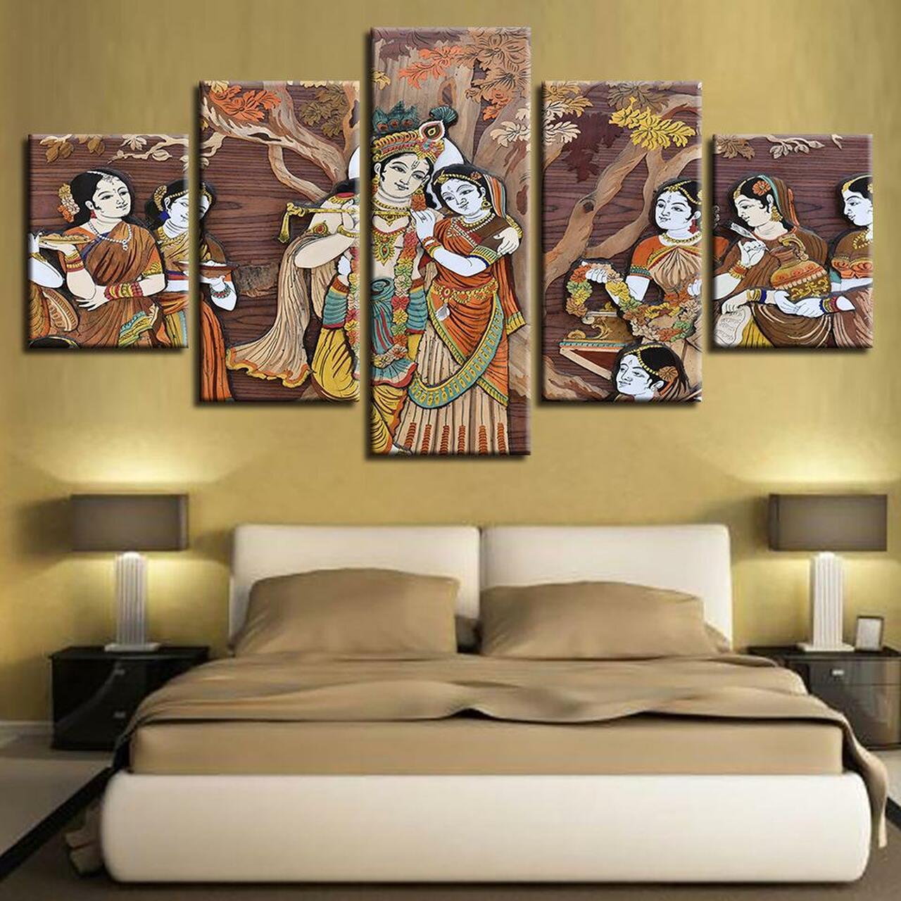 Krishna And Radha Ras Leela Canvas Wall Art