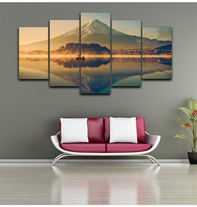 Lake View Mountain Canvas Wall Art