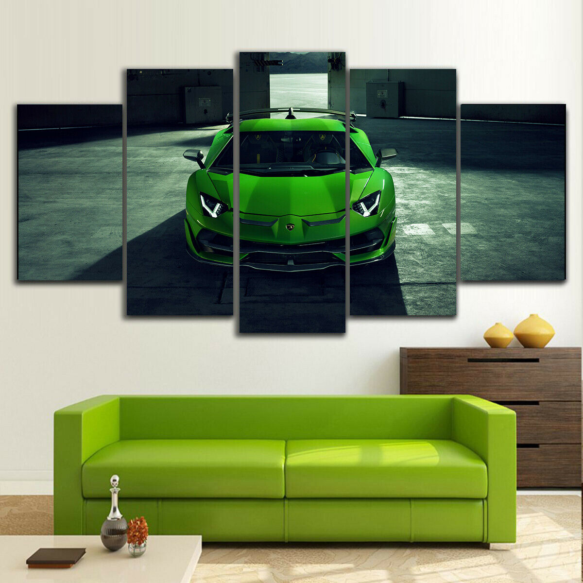 Lamborghini Aventador Car Green Canvas Wall Art